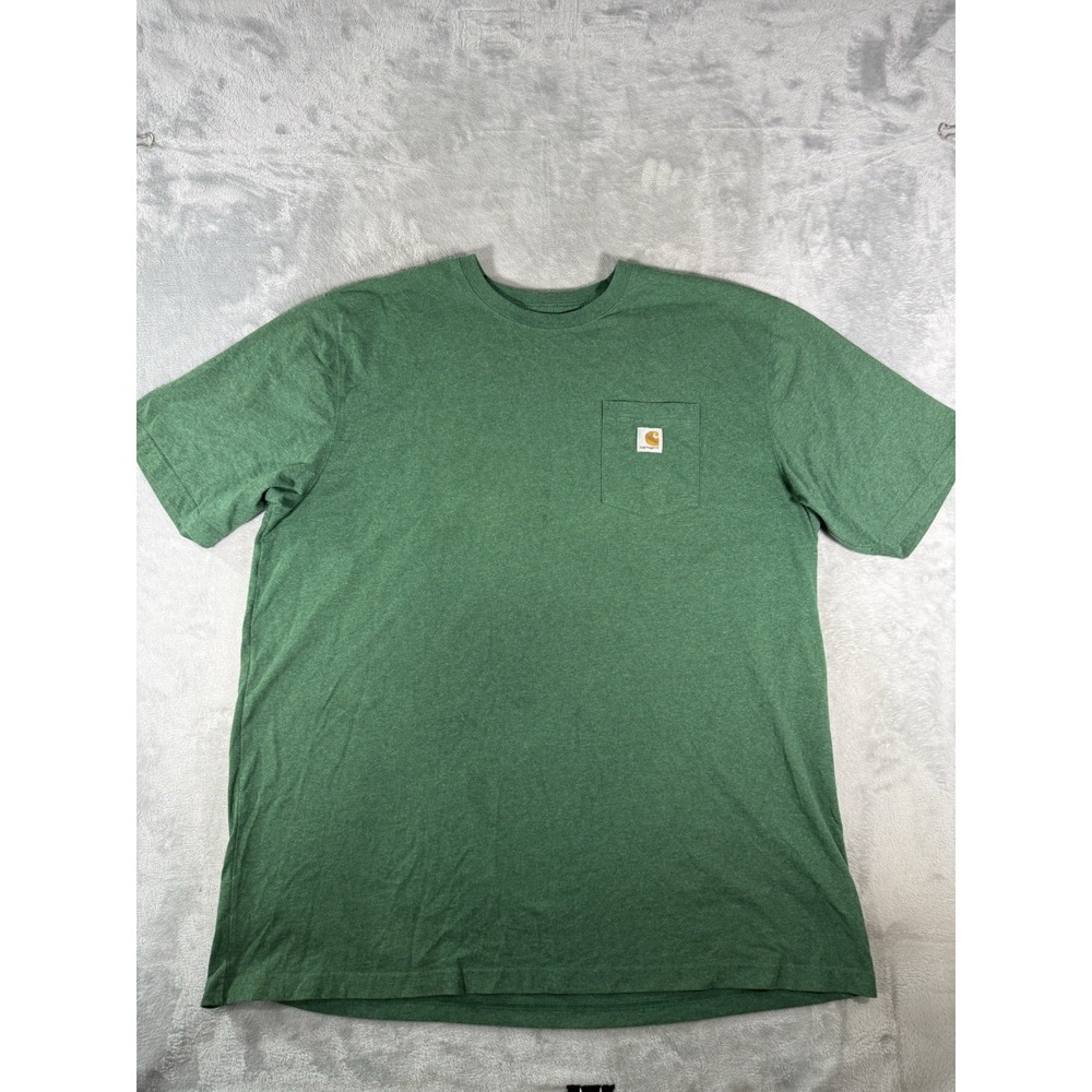 Carhartt Shirt Mens 2XL Tall Green Loose Fit Short Sleeve Tee Workwear